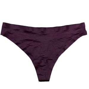 Victorias Secret Discontinued No-Show Sexy satin Thong Thick Panty wine Large